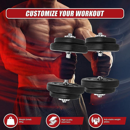 20KG Dumbbell Adjustable Weight Set Sports & Fitness Kings Warehouse