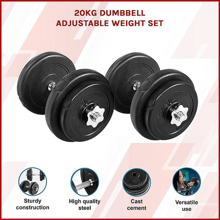 20KG Dumbbell Adjustable Weight Set Sports & Fitness Kings Warehouse