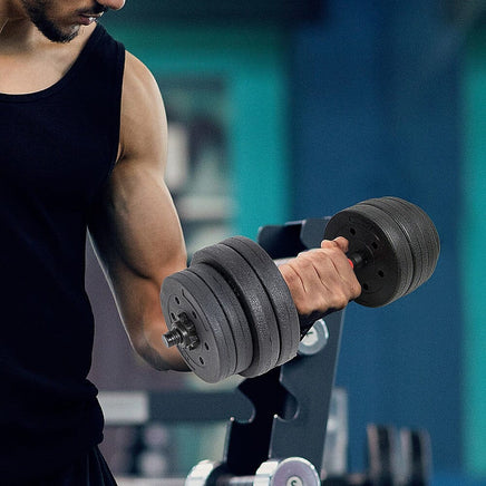 20kg Dumbbell Set Home Gym Fitness Exercise Weights Bar Plate Sports & Fitness Kings Warehouse