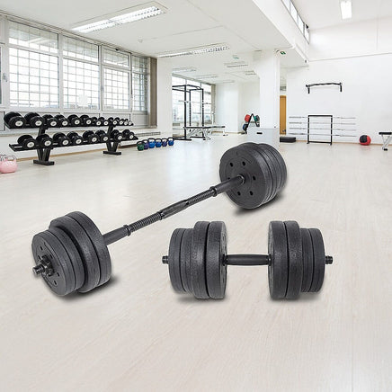 20kg Dumbbell Set Home Gym Fitness Exercise Weights Bar Plate Sports & Fitness Kings Warehouse