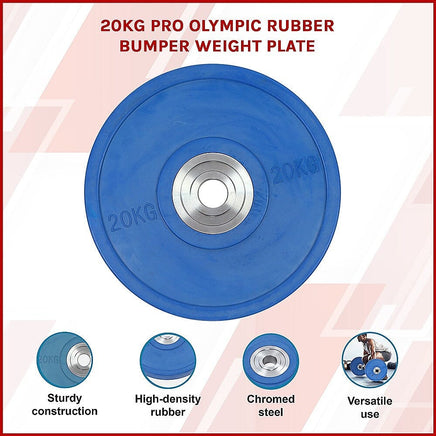 20KG PRO Olympic Rubber Bumper Weight Plate Sports & Fitness Kings Warehouse
