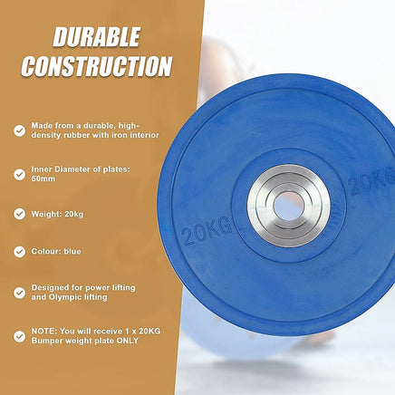 20KG PRO Olympic Rubber Bumper Weight Plate Sports & Fitness Kings Warehouse