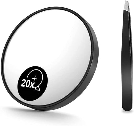 20X Magnifying Mirror and Eyebrow Tweezers Kit for Travel Kings Warehouse