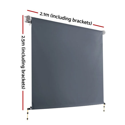 2.1X2.5M Outdoor Blinds Awning Roll Down Canopy Retractable Outdoor Blinds Window Shade Grey Home & Garden Kings Warehouse