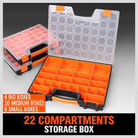22 Compartments Parts Storage Box Tool Organizer Plastic Bin Carry Case Health & Beauty Kings Warehouse