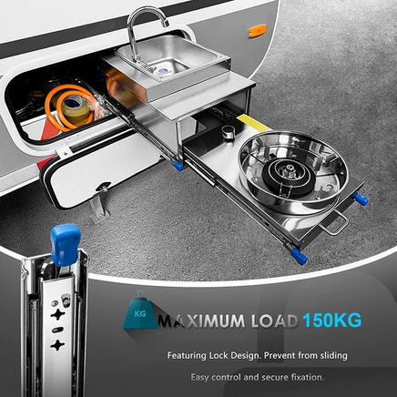 22in Pair 150KG Heavy Duty Drawer Slides Rails Runners Locking Ball Bearing Kings Warehouse