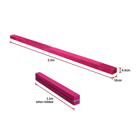 2.2m Gymnastics Folding Balance Beam Pink Synthetic Suede Sports & Fitness Kings Warehouse