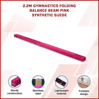 2.2m Gymnastics Folding Balance Beam Pink Synthetic Suede Sports & Fitness Kings Warehouse