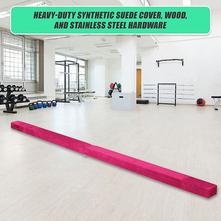 2.2m Gymnastics Folding Balance Beam Pink Synthetic Suede Sports & Fitness Kings Warehouse