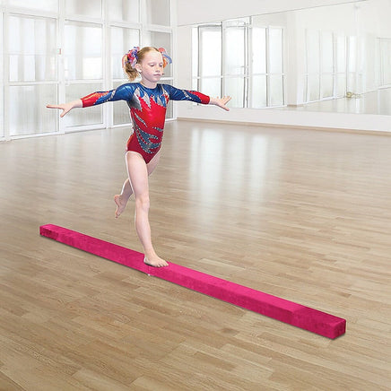 2.2m Gymnastics Folding Balance Beam Pink Synthetic Suede Sports & Fitness Kings Warehouse
