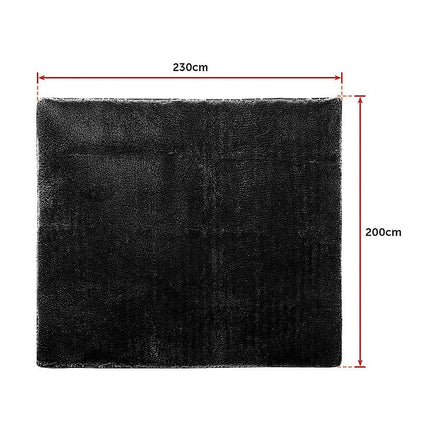 230x200cm Floor Rugs Large Shaggy Rug Area Carpet Bedroom Living Room Mat - Black Home & Garden Kings Warehouse