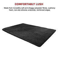 230x200cm Floor Rugs Large Shaggy Rug Area Carpet Bedroom Living Room Mat - Black Home & Garden Kings Warehouse