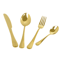 24-piece Gold Cutlery Flatware Stainless Steel Silverware Set Reflective Mirror Finish Home & Garden Kings Warehouse