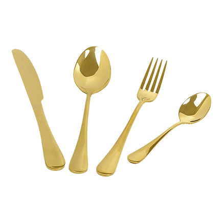 24-piece Gold Cutlery Flatware Stainless Steel Silverware Set Reflective Mirror Finish Home & Garden Kings Warehouse