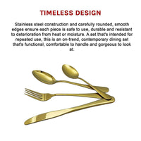 24-piece Gold Cutlery Flatware Stainless Steel Silverware Set Reflective Mirror Finish Home & Garden Kings Warehouse