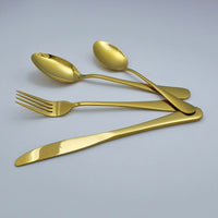 24-piece Gold Cutlery Flatware Stainless Steel Silverware Set Reflective Mirror Finish Home & Garden Kings Warehouse
