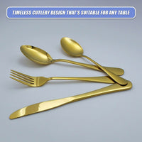 24-piece Gold Cutlery Flatware Stainless Steel Silverware Set Reflective Mirror Finish Home & Garden Kings Warehouse