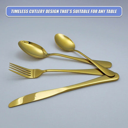 24-piece Gold Cutlery Flatware Stainless Steel Silverware Set Reflective Mirror Finish Home & Garden Kings Warehouse