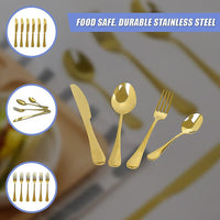 24-piece Gold Cutlery Flatware Stainless Steel Silverware Set Reflective Mirror Finish Home & Garden Kings Warehouse
