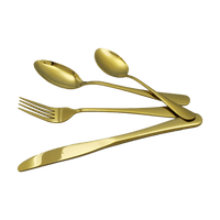 24-piece Gold Cutlery Flatware Stainless Steel Silverware Set Reflective Mirror Finish Home & Garden Kings Warehouse