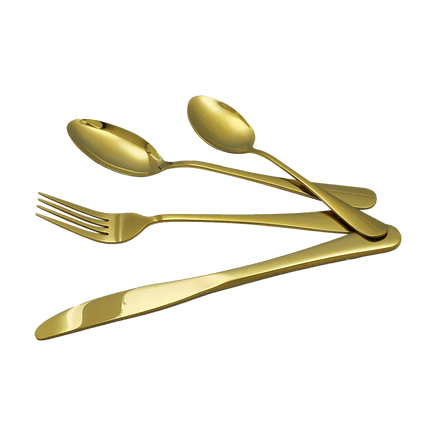 24-piece Gold Cutlery Flatware Stainless Steel Silverware Set Reflective Mirror Finish Home & Garden Kings Warehouse