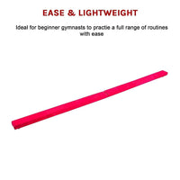 2.4m (8FT) Gymnastics Folding Balance Beam Pink Synthetic Suede Sports & Fitness Kings Warehouse