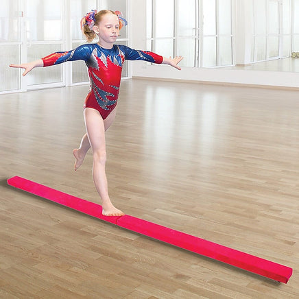 2.4m (8FT) Gymnastics Folding Balance Beam Pink Synthetic Suede Sports & Fitness Kings Warehouse