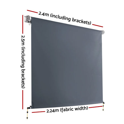 2.4X2.5M Outdoor Blinds Awning Roll Down Canopy Retractable Outdoor Blinds Window Shade Grey Home & Garden Kings Warehouse