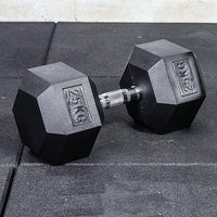 25KG Commercial Rubber Hex Dumbbell Gym Weight Sports & Fitness Kings Warehouse