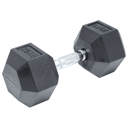 25KG Commercial Rubber Hex Dumbbell Gym Weight Sports & Fitness Kings Warehouse