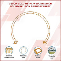 260cm Gold Metal Wedding Arch Round Balloon Birthday Party Home & Garden Kings Warehouse