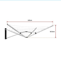 26m 5 Arm Wall Hang Mountable Clothes Airer Dryer Washing Line Bathroom Kitchen Home & Garden Kings Warehouse