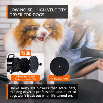2800W Dog Dryer High Velocity Pet Dog Pet Blow Dryer Adjustable Speed 4 Nozzles Pet Care Kings Warehouse