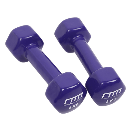 2kg Dumbbells Pair PVC Hand Weights Rubber Coated Sports & Fitness Kings Warehouse