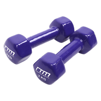 2kg Dumbbells Pair PVC Hand Weights Rubber Coated Sports & Fitness Kings Warehouse
