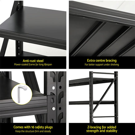 2Mx1.8M Garage Shelving Warehouse Rack Pallet Racking Storage Shelf Black Winter Prep Kings Warehouse