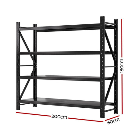 2Mx1.8M Garage Shelving Warehouse Rack Pallet Racking Storage Shelf Black Winter Prep Kings Warehouse