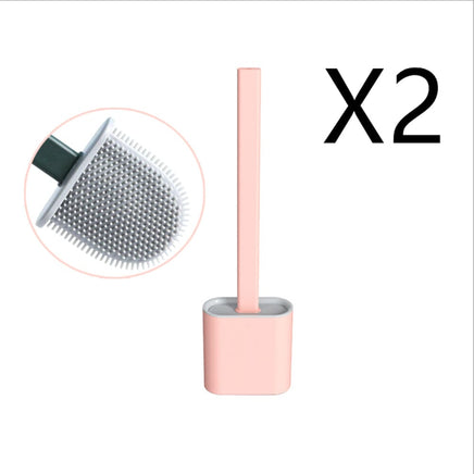 2PCS Bathroom Silicone Bristles Toilet Brush with Holder Creative Cleaning Brush Kings Warehouse