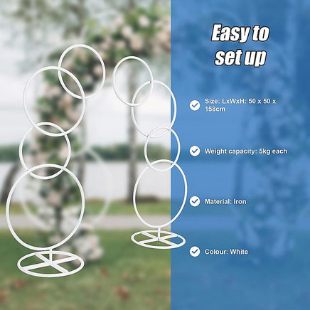 2pcs Round Wedding Arch Backdrop Rings Loops Flower Balloon Lawn Row Stand Home & Garden Kings Warehouse