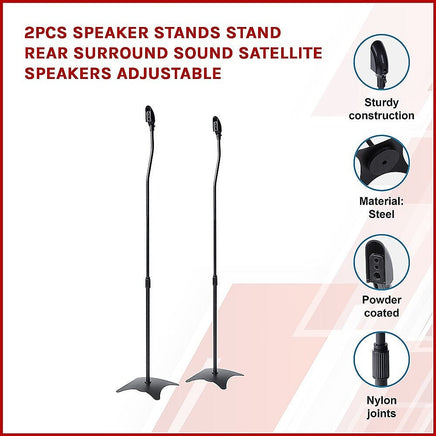 2pcs Speaker Stands Stand Rear Surround Sound Satellite Speakers Adjustable Audio & Video Kings Warehouse