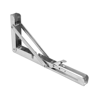 2x 10" Stainless Steel Folding Table Bracket Shelf Bench 50kg Load Heavy Duty Furniture Kings Warehouse