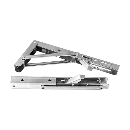 2x 10" Stainless Steel Folding Table Bracket Shelf Bench 50kg Load Heavy Duty Furniture Kings Warehouse