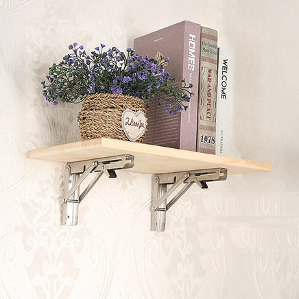 2x 10" Stainless Steel Folding Table Bracket Shelf Bench 50kg Load Heavy Duty Furniture Kings Warehouse