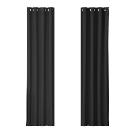 2X Blockout Curtains Blackout Window Curtain Eyelet 140x230cm Black Kings Warehouse