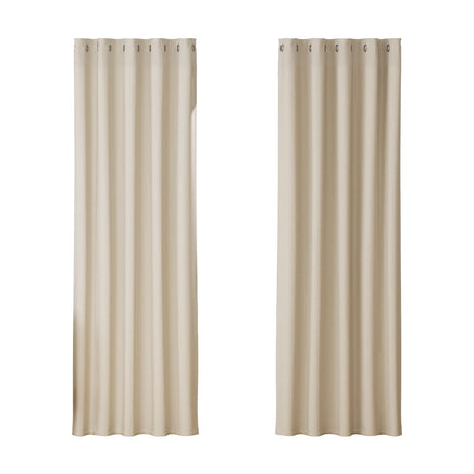 2X Blockout Curtains Blackout Window Curtain Eyelet 180x213cm Beige Kings Warehouse