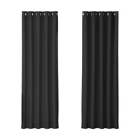 2X Blockout Curtains Blackout Window Curtain Eyelet 180x213cm Black Kings Warehouse