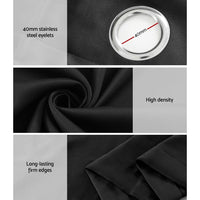 2X Blockout Curtains Blackout Window Curtain Eyelet 180x213cm Black Kings Warehouse