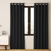 2X Blockout Curtains Blackout Window Curtain Eyelet 180x213cm Black Kings Warehouse