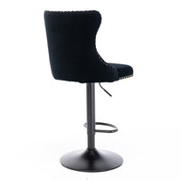 2x Height Adjustable Swivel Bar Stool Velvet Nailhead Barstool with Footrest Furniture Kings Warehouse