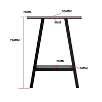 2x Rustic Dining Table Legs Steel Industrial Vintage 71cm - Black Home & Garden Kings Warehouse